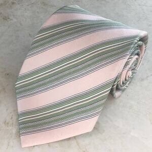 GIORGIO ARMANI PINK GREEN REGIMENT ALL SILK NECKTIE